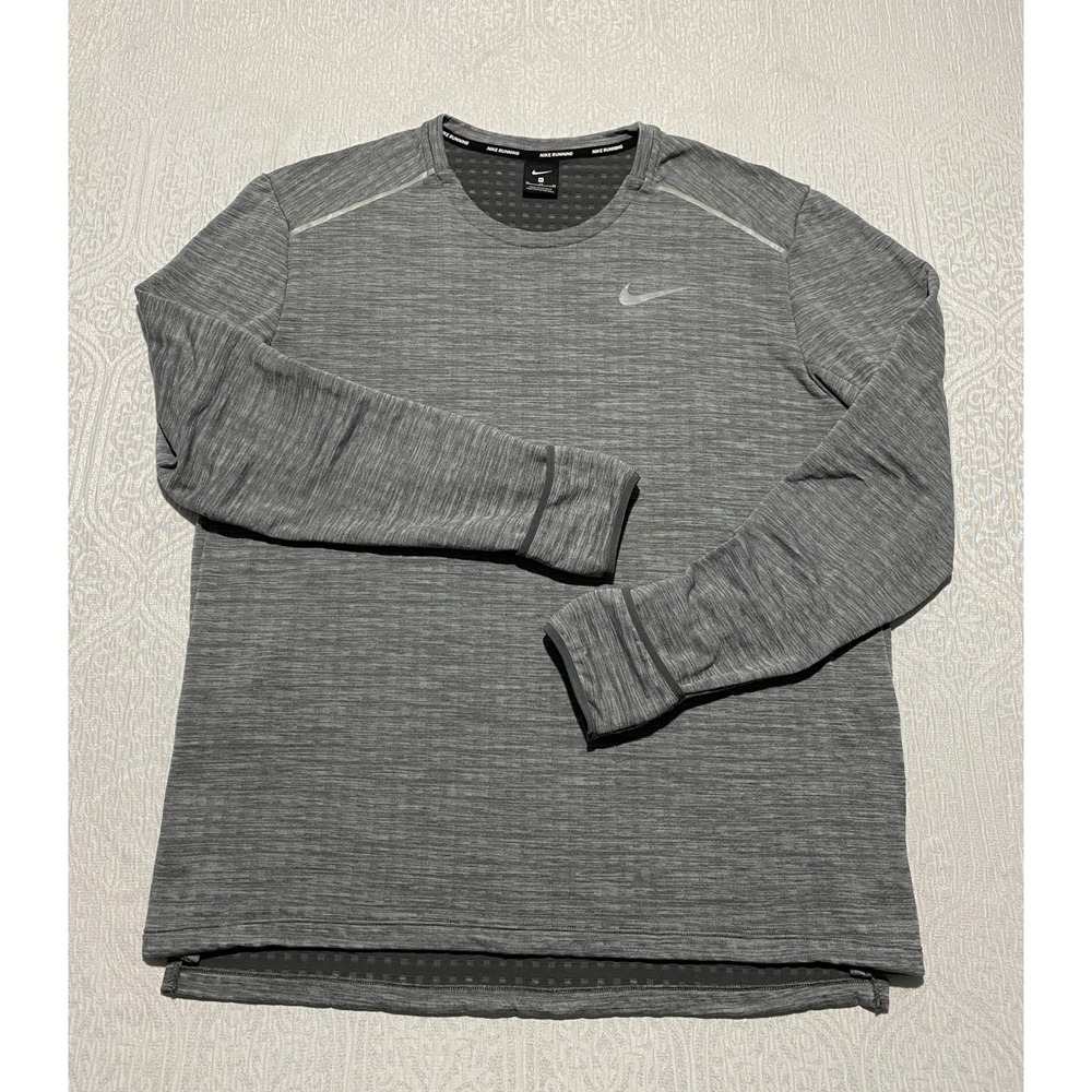Nike Running Mens XL Grey Heather Waffle Knit Long Sleeve Shirt‎ BV4707-068